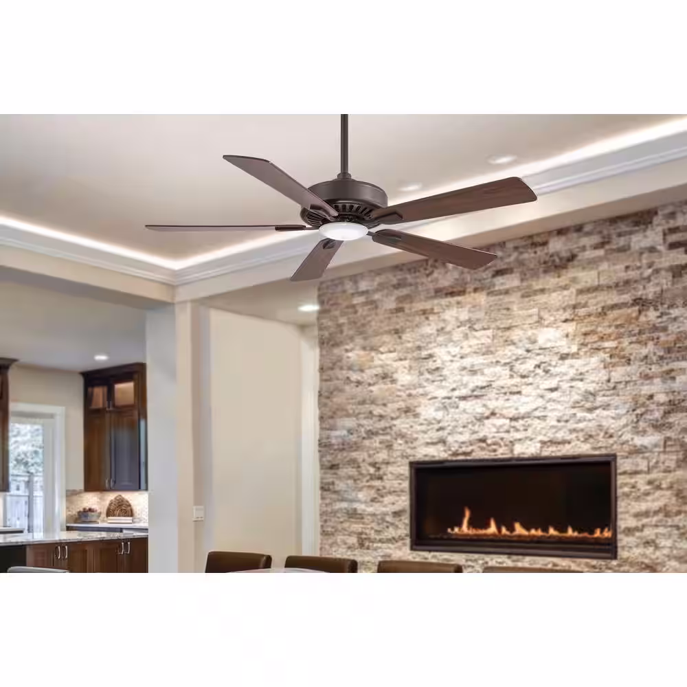 MINKA-AIRE Contractor 52 in. Integrated LED Indoor Oil Rubbed Bronze Ceiling Fan with Light with Remote Control