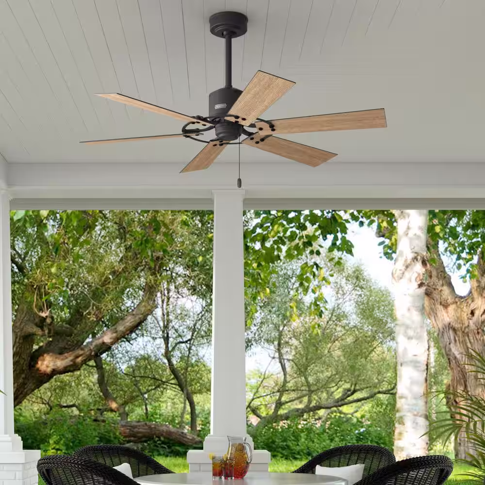 Hunter Barrel 52 in. Indoor/Outdoor Matte Black Ceiling Fan Included