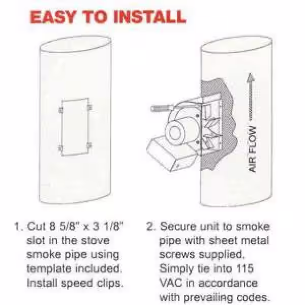 Auto-Draft 7 in. x 9.5 in. x 9 in. Stove Pipe Draft Inducer with Speed Control
