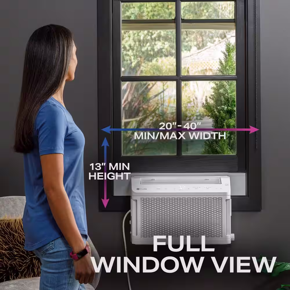 GE Profile 12,000 BTU 115-Volt ClearView Ultra Quiet Window Air Conditioner for Large Rooms, Full Window View, Easy Install
