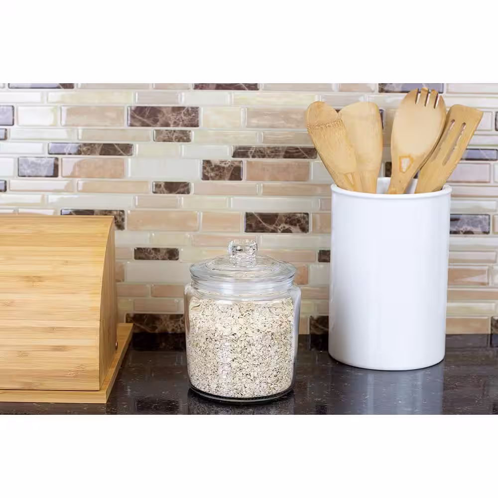 Home Basics Renaissance Collection Small Glass Canister with Easy Grab Knob