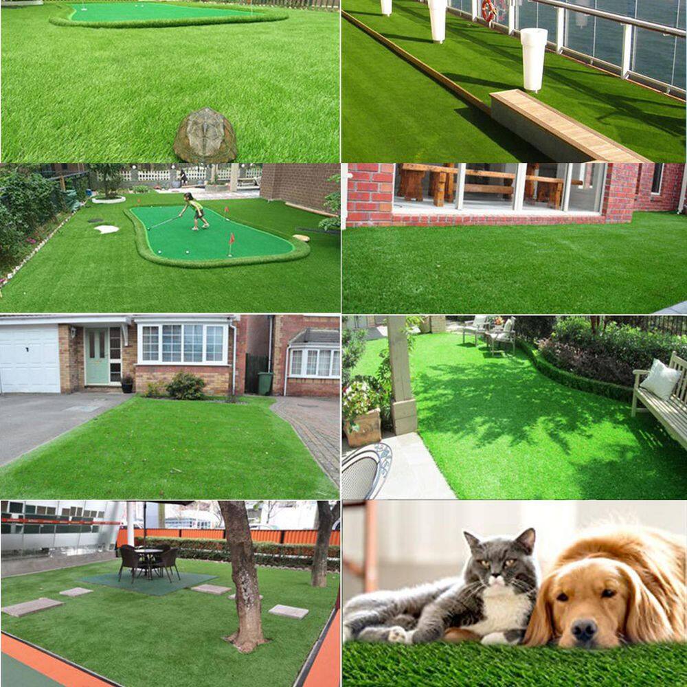 Agfabric 6 ft. x 10 ft. Green Artificial Grass Carpet 1.18 in. Mat for Outdoor Garden Landscape Balcony Dog Grass Rug