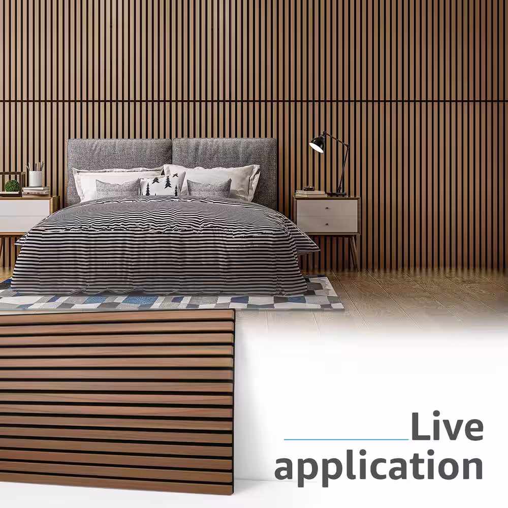 Art3dwallpanels Walnut 0.83 in. x 2 ft. x 4 ft. Slat MDF Acoustic Decorative Wall Paneling, 3D Sound Absorbing Panel(31sq.ft./Case)