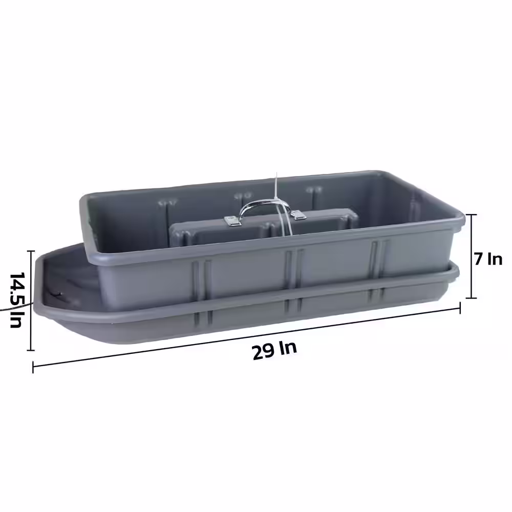 AMERICAN BUILT PRO Professional Grade 29 in. Gray Polyethylene Tote Tray with 6-Dividers and Dirt Rider Tool Sled