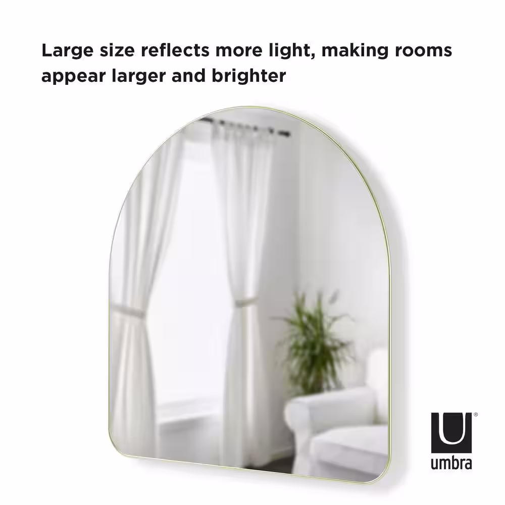Umbra Hubba Arched Framed Wall Mirror 34 in. W x 36 in. H Brass