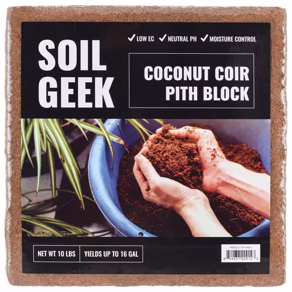 Arcadia Garden Products 10 Lbs. Organic Coconut Coir Pith Block Soilless Grow Media Soil Amendment