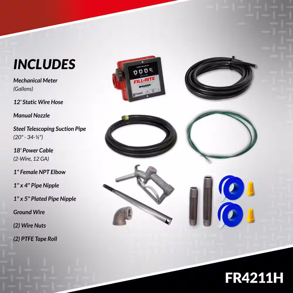 FILL-RITE 12-Volt 20 GPM 1/4 HP Fuel Transfer Pump (Mechanical Meter Package)
