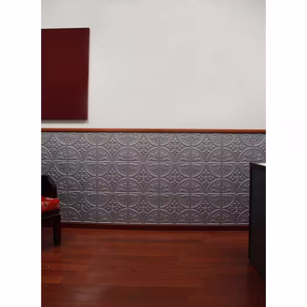 Global Specialty Products Dimensions Faux 2 ft. x 4 ft. Tin Style Ceiling and Wall Tiles in Nickel