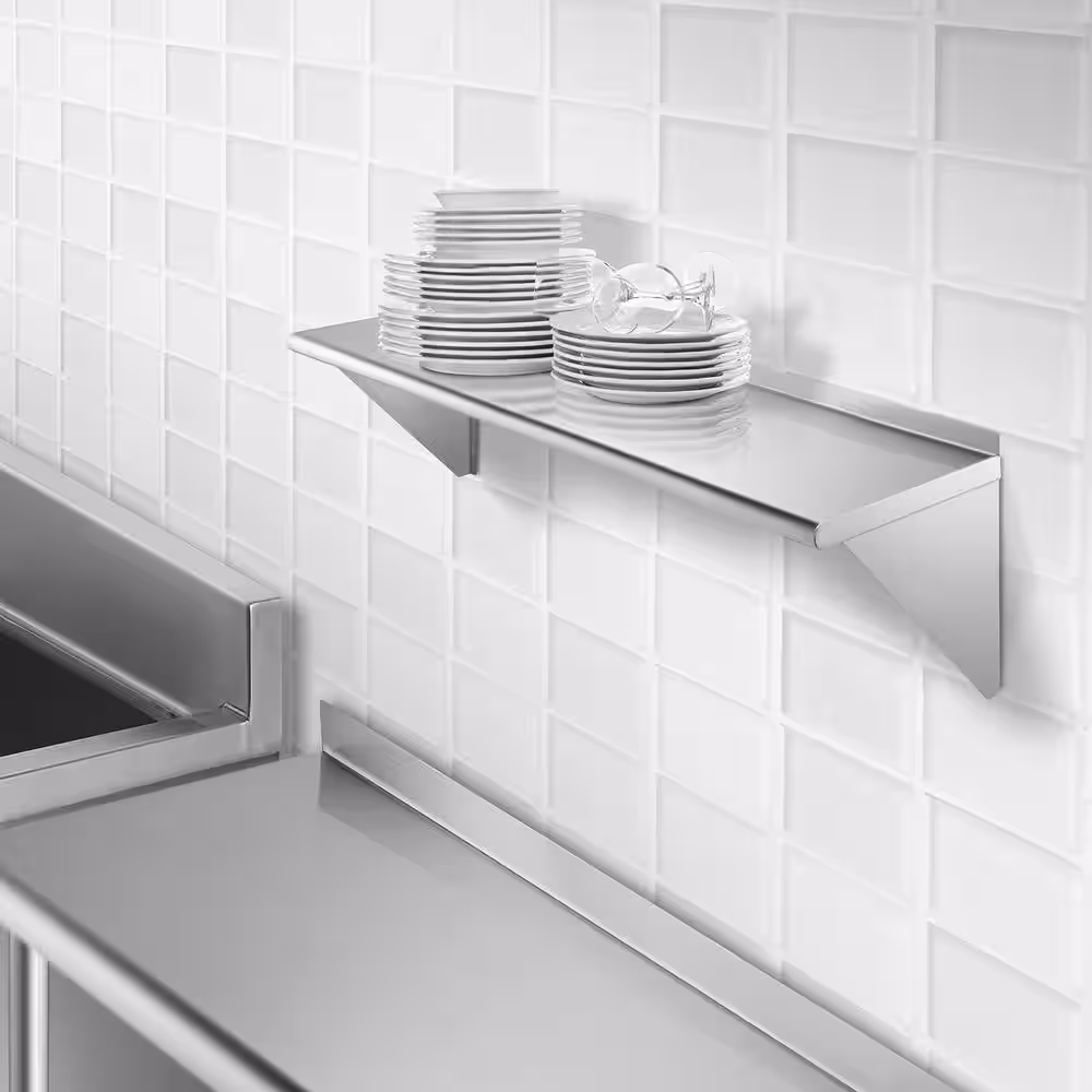 GRIDMANN 12 in. x 48 in. x 18.5 in. Stainless Steel Wall-Mount Garage Wall Shelf with Brackets