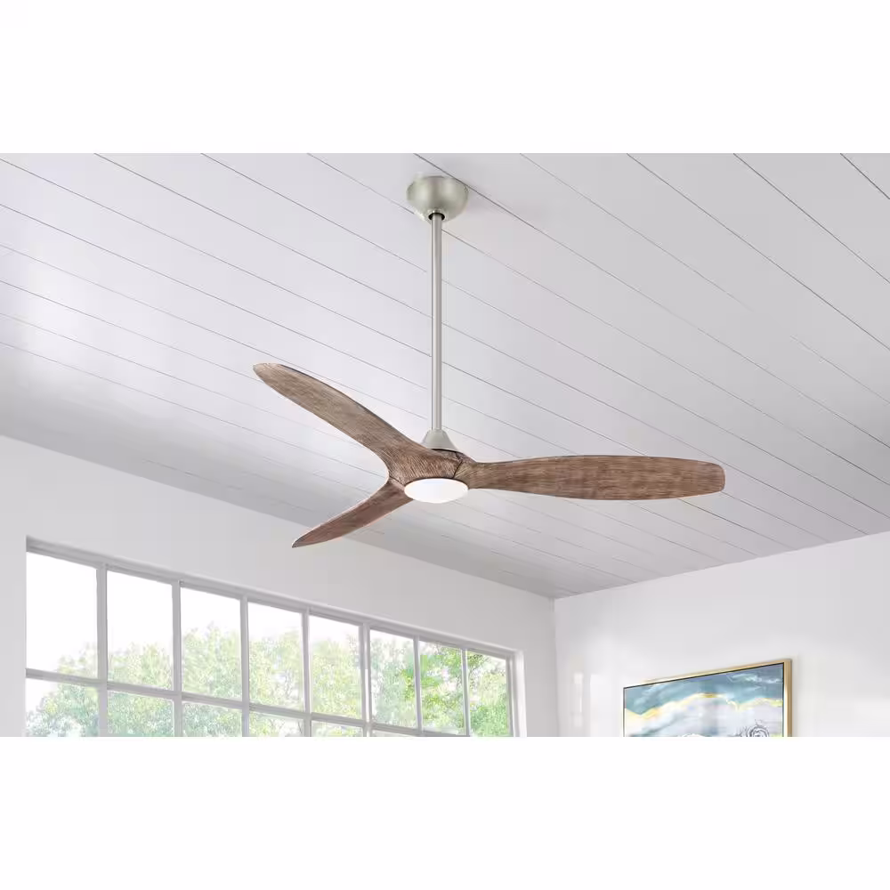 Home Decorators Collection Canterbury 60 in. Integrated LED Indoor Brushed Nickel Ceiling Fan with Light Kit and Remote Control