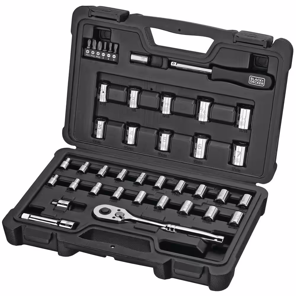 BLACK+DECKER Socket Set with Ratchet (40-Piece)