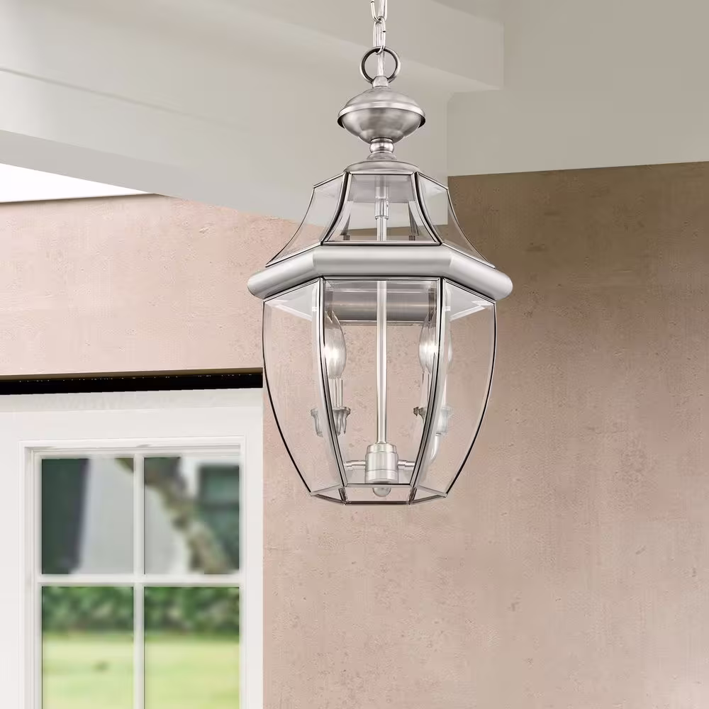 Livex Lighting Monterey 2 Light Brushed Nickel Outdoor Pendant Lantern