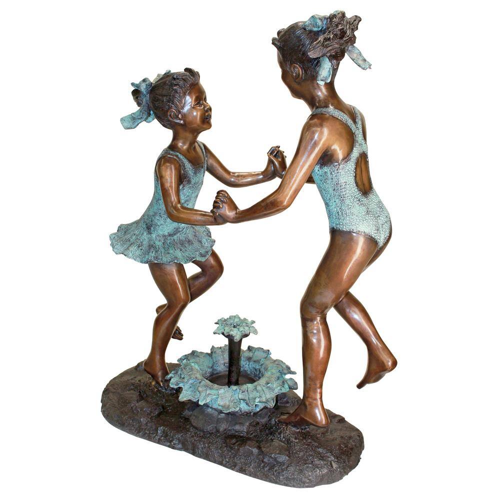 Design Toscano 40 in. H Cast Bronze Dancing Splash Girls Garden Statue