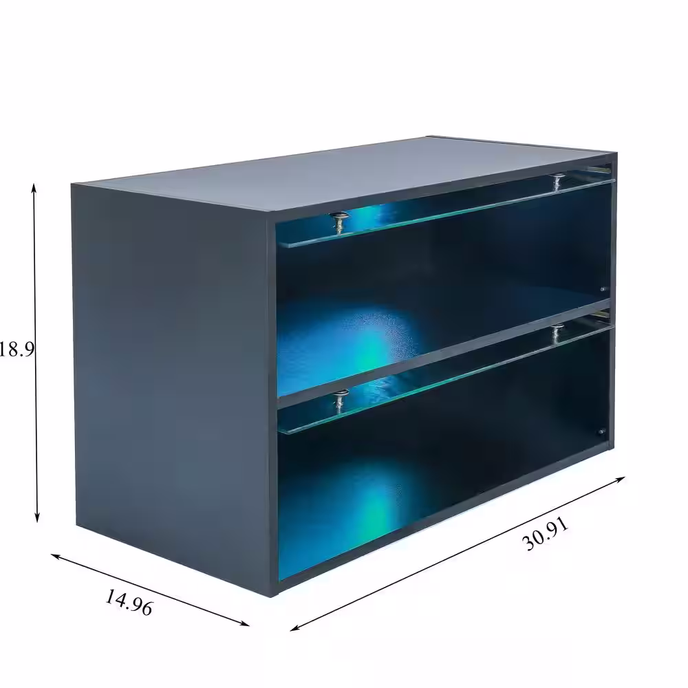 Unbranded 19 in. H x 31 in. W Black Glass Door Wood Shoe Box Shoe Storage Cabinet with RGB Led Light ( 6 Pair)