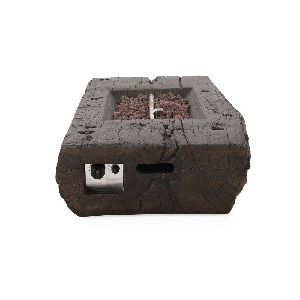 Noble House Barnes Brown Wood Stone Fire Pit (No Tank Holder)