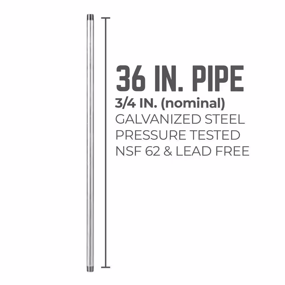 PIPE DECOR 3/4 in. x 3 ft. Galvanized Steel Pipe (4-Pack)