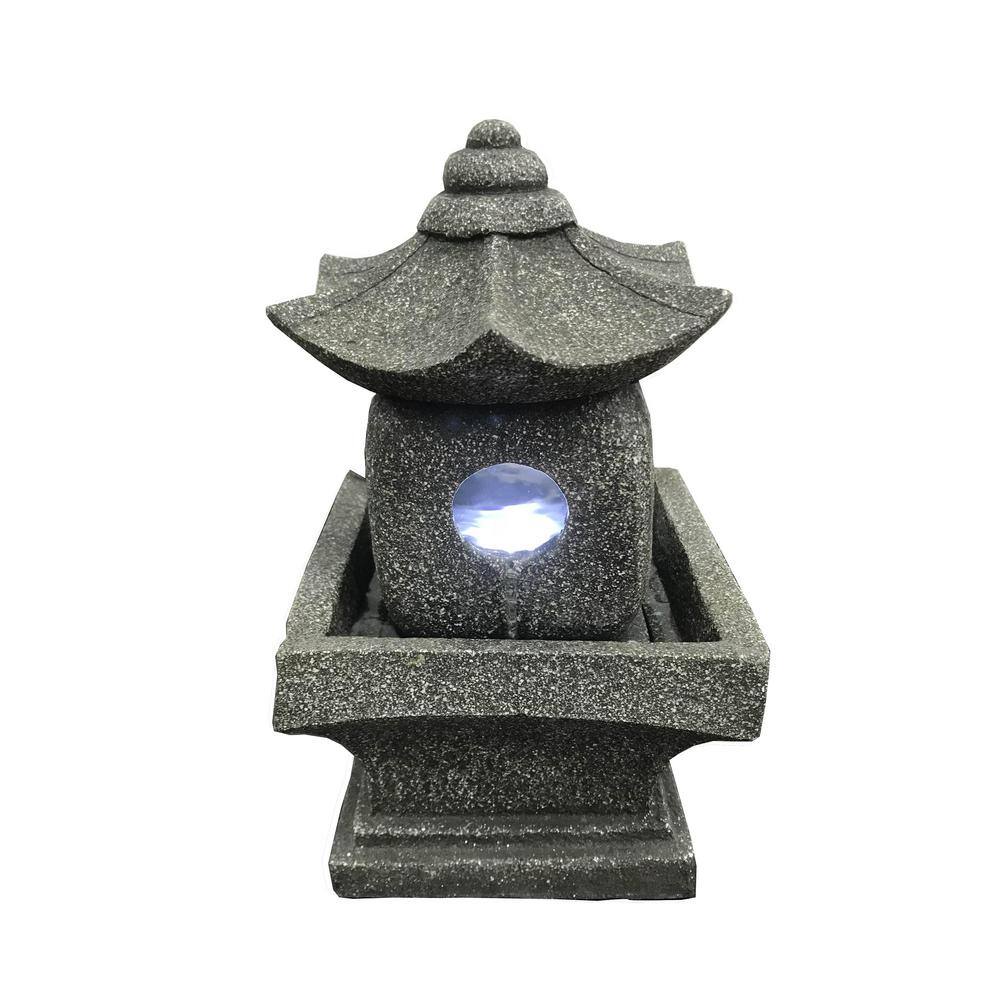 None 11 in. Pogoda Waterfall Fountain with Warm White LED