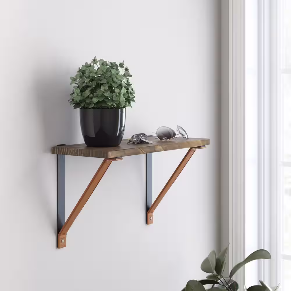 Liberty 8.28 in. Tan and Black Decorative Shelf Bracket (2-Pack)