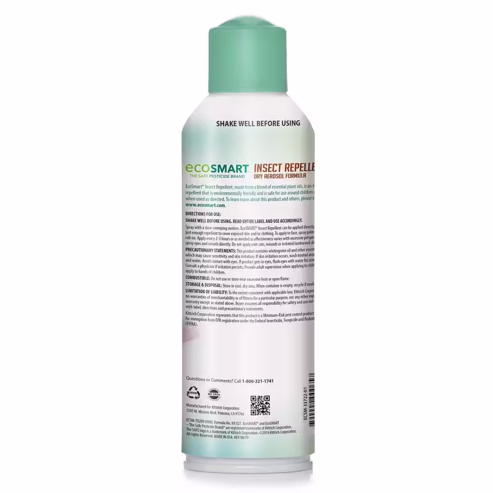 EcoSmart 6 oz. Natural DEET Free Insect Repellent in Aerosol Spray Can with Plant-Based Ingredients, Repels Mosquitoes (2-Pack)