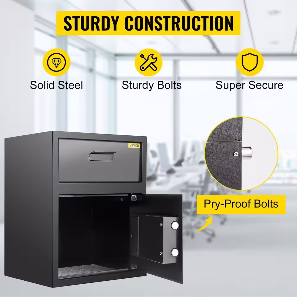 VEVOR Digital Safe Box 1.7 cu. ft. Carbon Steel Electronic Code Lock Safe with Deposit Slot Safe Box for Home Hotel and Office