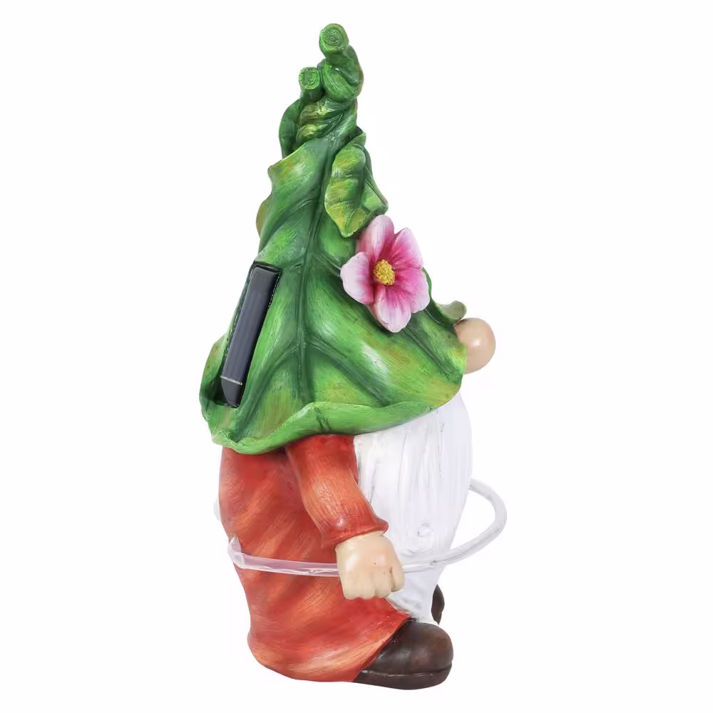 Exhart 7.5 in. x 11.5 in. Solar Hula Hoop Gnome Garden Statue