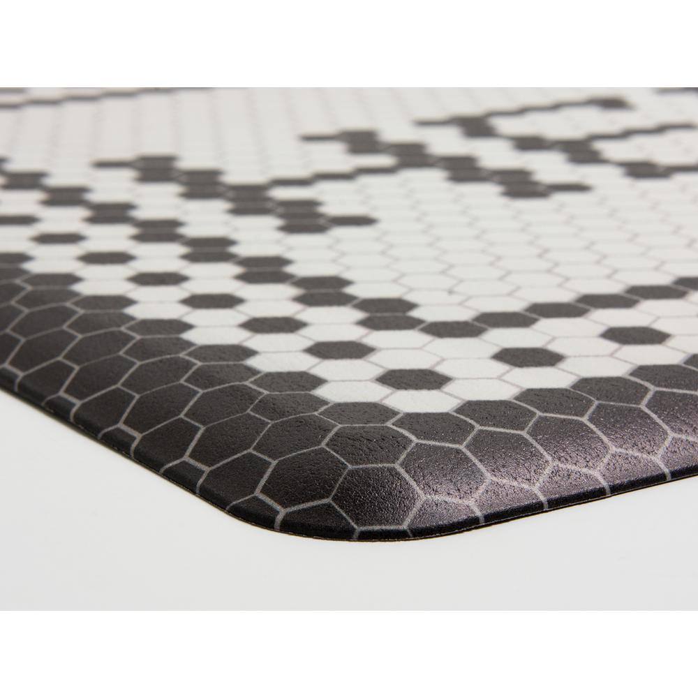 FloorPops Black Cobbler 60 in. x 20 in. Anti-Fatigue Comfort Long Mat