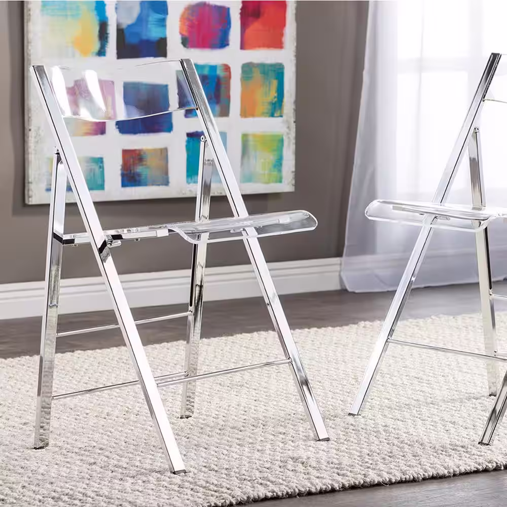 Baxton Studio Clear Acrylic Folding Chair (Set of 2)