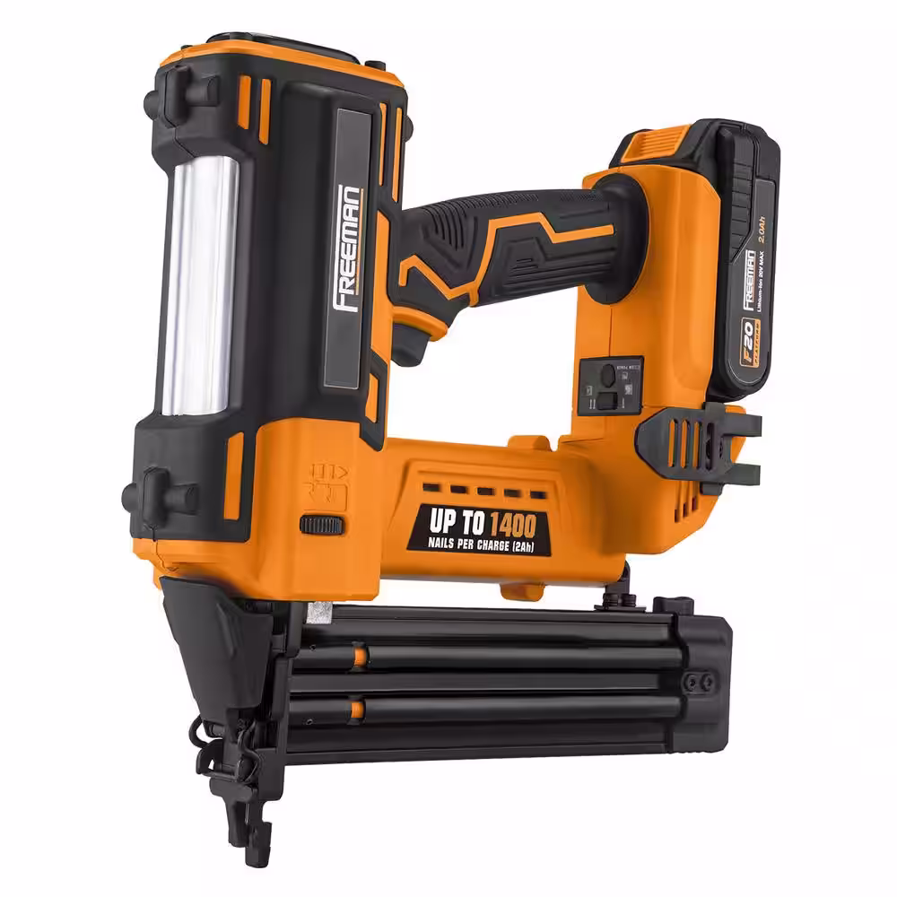 Freeman 20-Volt Cordless 18-Gauge Brad Nailer Kit with Fasteners (500-Count) - 1400 Shots per Charge