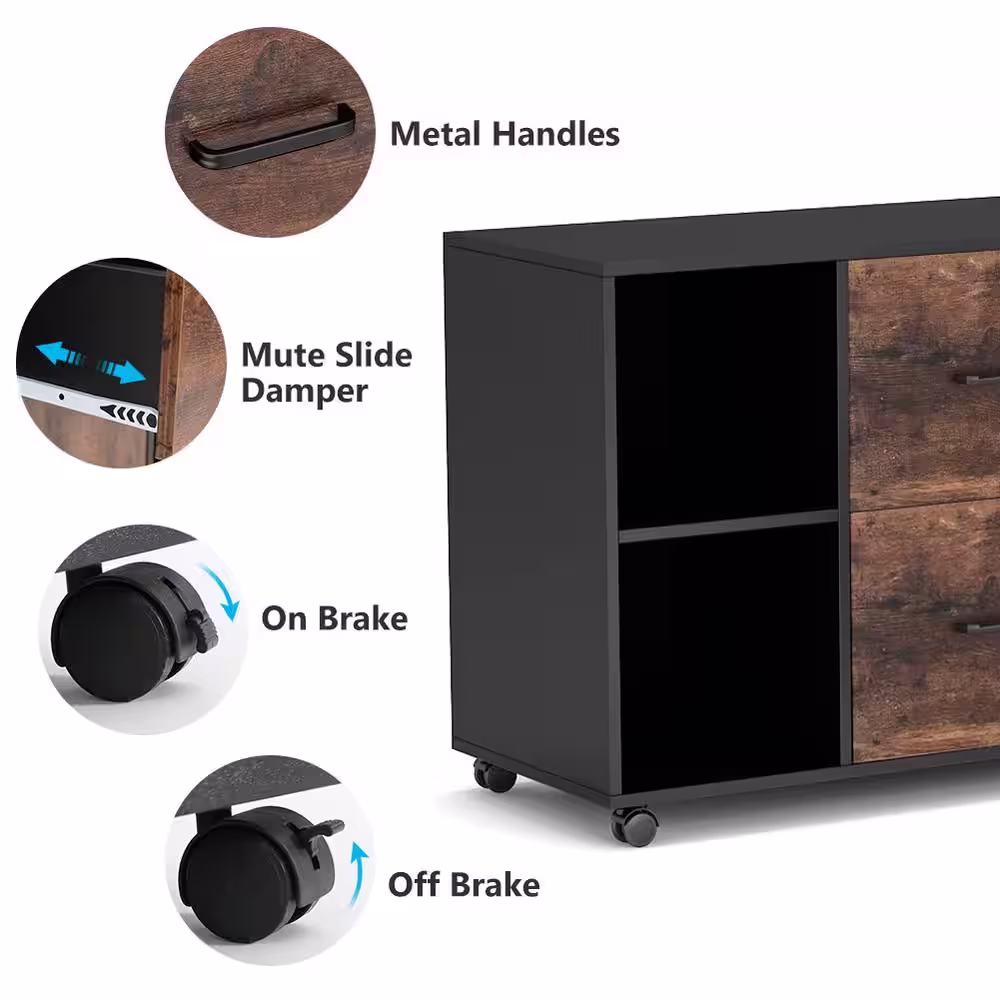TRIBESIGNS WAY TO ORIGIN Galaxy Black 4+2 Cube Engineered Wood File Cabinet with Rolling Wheels