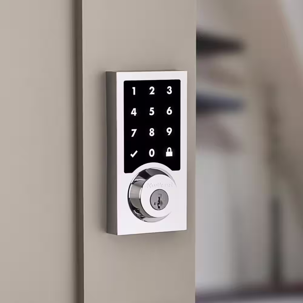 Kwikset Z-Wave SmartCode 916 Touchscreen Contemporary Single Cylinder Polished Chrome Keypad Electronic Deadbolt with SmartKey