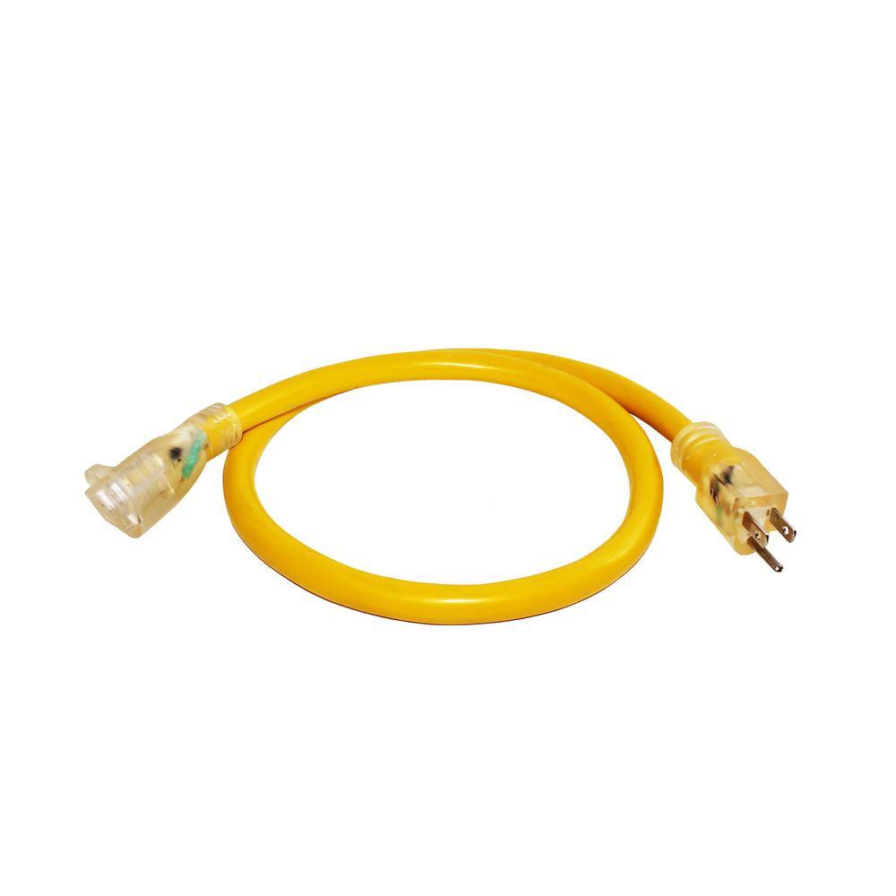 None 3 ft. 10/3 SJTW Lighted End Heavy-Duty Extension Cord (2-Pack)
