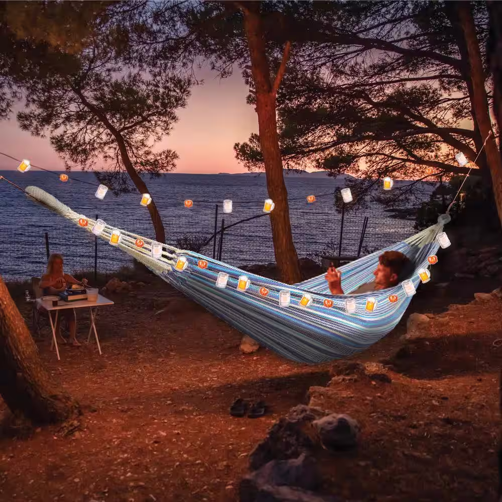 BLISS HAMMOCKS Outdoor 12 ft. Battery Operated Novelty Bulbs with Hanging Clips, 20 LED String Lights and Remote Included