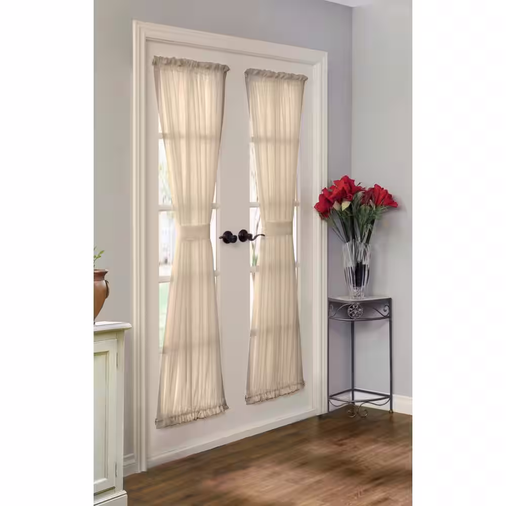 None Rhapsody Mushroom Lined 54 in. W x 72 in. L Rod Pocket Room Darkening Curtain Door Panel