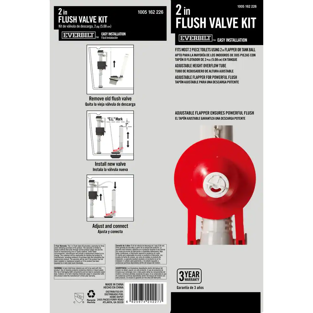 Everbilt 2 in. Universal Complete Toilet Flush Valve Repair Kit