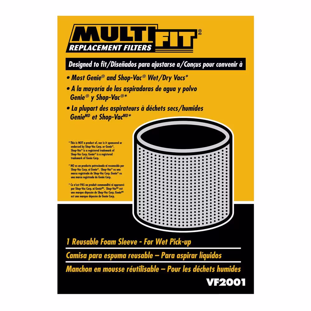 MULTI FIT Replacement Wet Debris Application Wet/Dry Vac Foam Sleeve Filter for Select Shop-Vac Brand Shop Vacuums (6-Pack)