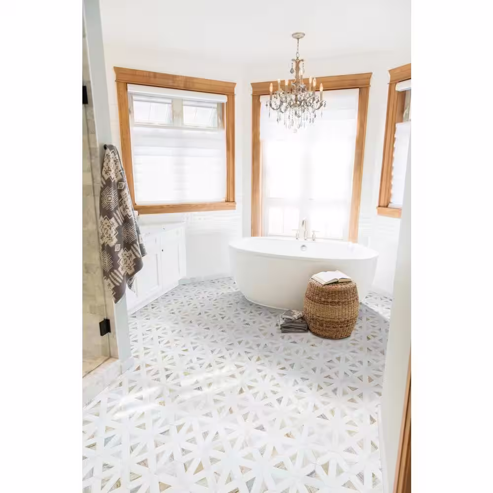 MSI Angora Geometric Pattern 12 in. x 12 in. Polished Marble Mesh-Mounted Mosaic Tile (10 sq. ft./Case)