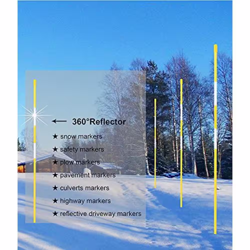 None 48 In. Reflective Driveway Markers Driveway Poles for Easy Visibility at Night, Yellow (50-Pack)
