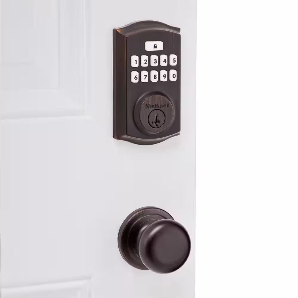 Kwikset SmartCode 260 Traditional Venetian Bronze Keypad Electronic Deadbolt Feat SmartKey w/Hancock Hall/Closet Knob Combo Pack