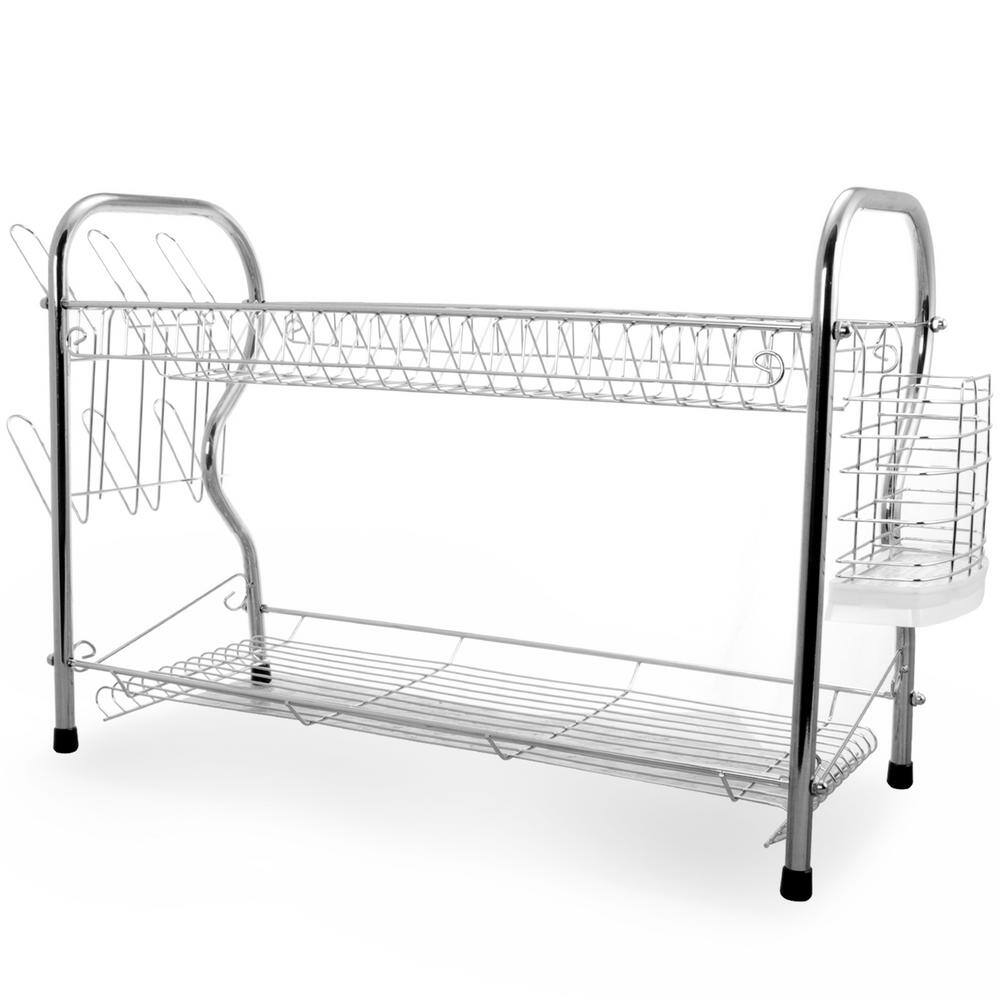 Better Chef 16 in. 2-Tier Silver Chrome Plated Standing Dish Rack