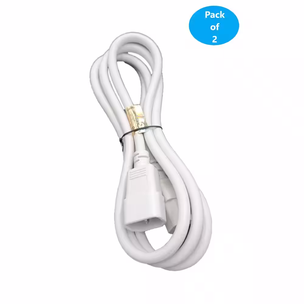 Micro Connectors, Inc 6 ft. AC Power Extension Cord 18AWG (C13 to C14) White (2-Pack)