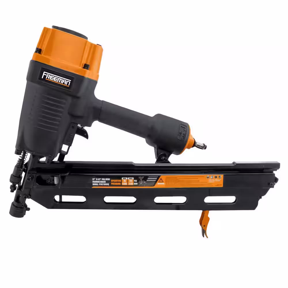 Freeman Pneumatic 3-1/2 in. 21 Degree Full Round Head Framing Nailer with Nails (100-Count)