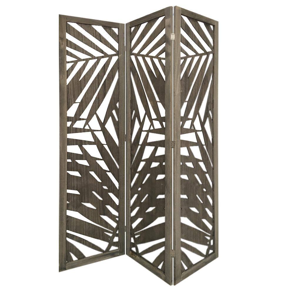 None SG-363 Grey Papete Screen 3-Panel Room Divider
