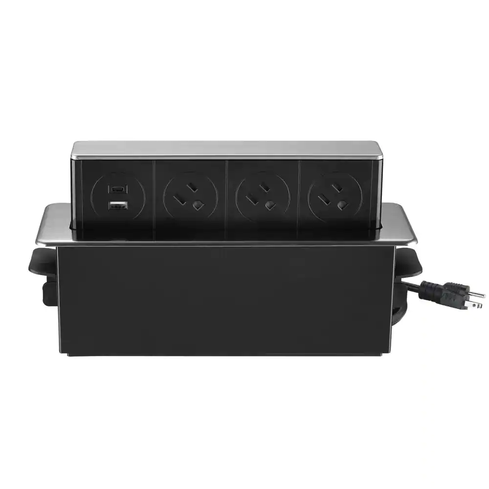 Link2Home 3-Outlets Space Saver Pop Up Socket, Receptacle Power Cover Box with USB, Type-C Fast Charge, Splash Resistant