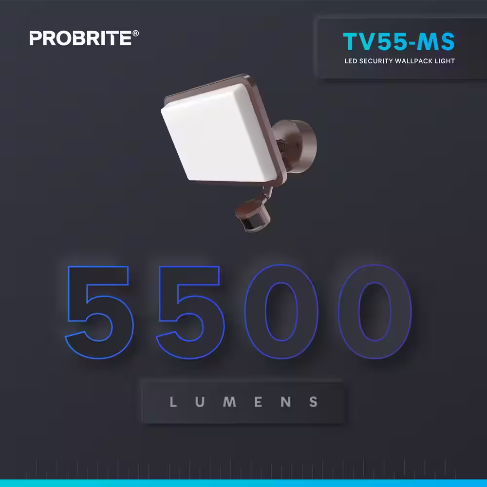 PROBRITE 400-Watt Equivalent 60-Degree Bronze Motion Activated Outdoor Integrated LED Large Flood Light, 4000K