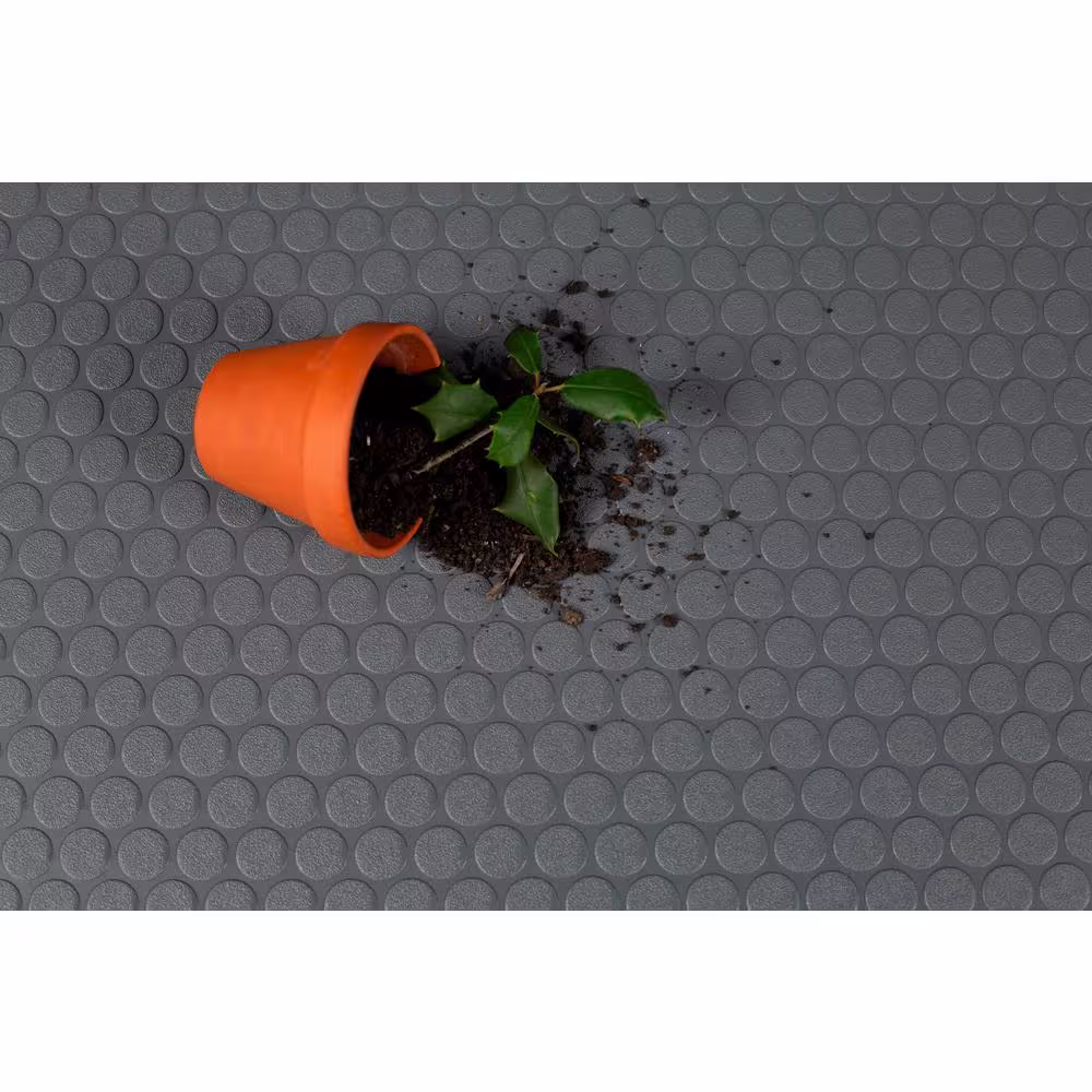 G-Floor Shed Flooring Slate Grey Small Coin Commercial Vinyl Sheet Flooring (8 ft. W x 8 ft. L)