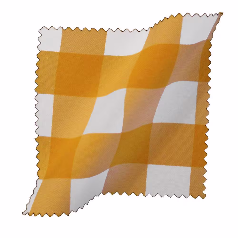 LA Linen 14 in. x 108 in. White and Dark Yellow Polyester Gingham Checkered Table Runner