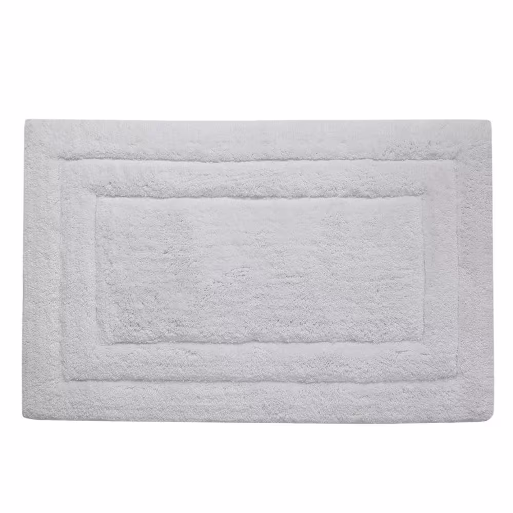 None Double Border Ringspun Cotton White 20 in. x 32 in. and 17 in. x 24 in. 2-Piece Bath Accent Rug Set