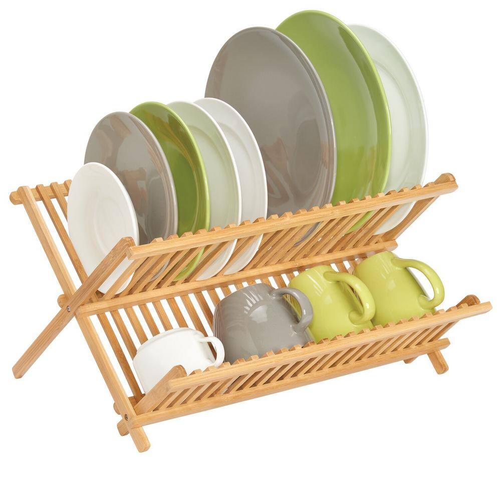 IDESIGN Formbu Bamboo Folding Collapsible Dish Rack - 16.54 in. x 12.99 in. x 10.63 in.