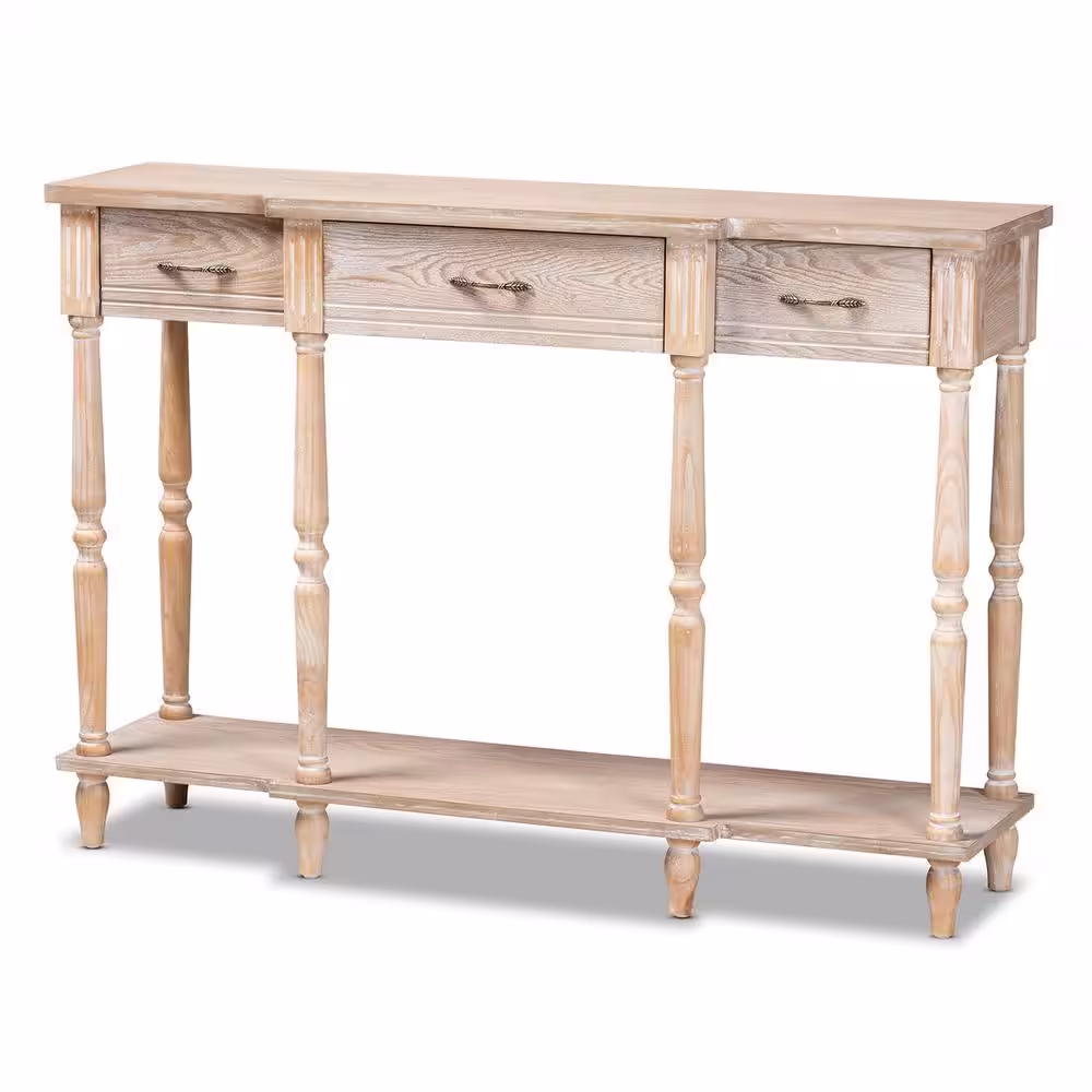 Baxton Studio Hallan 48 in. Oak Brown Rectangle Wood Console Table