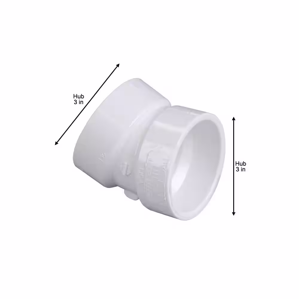 NIBCO 3 in. PVC 22-1/2-Degree Hub x Hub Elbow